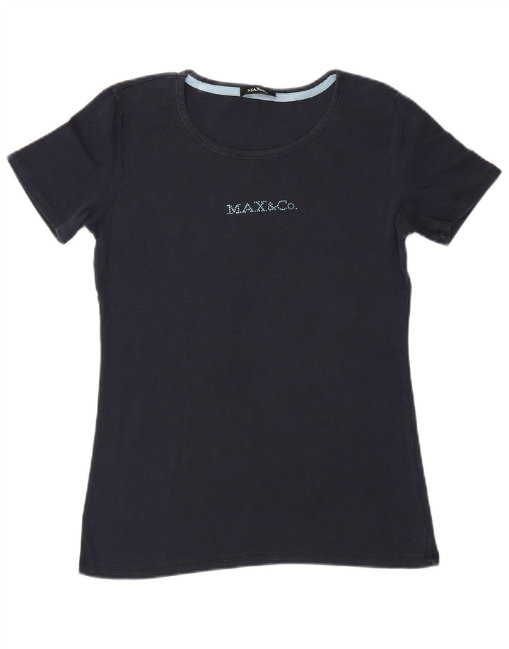 Tricou grafic pentru femei Max & Co. Top UK 10 Small Bleumarin
