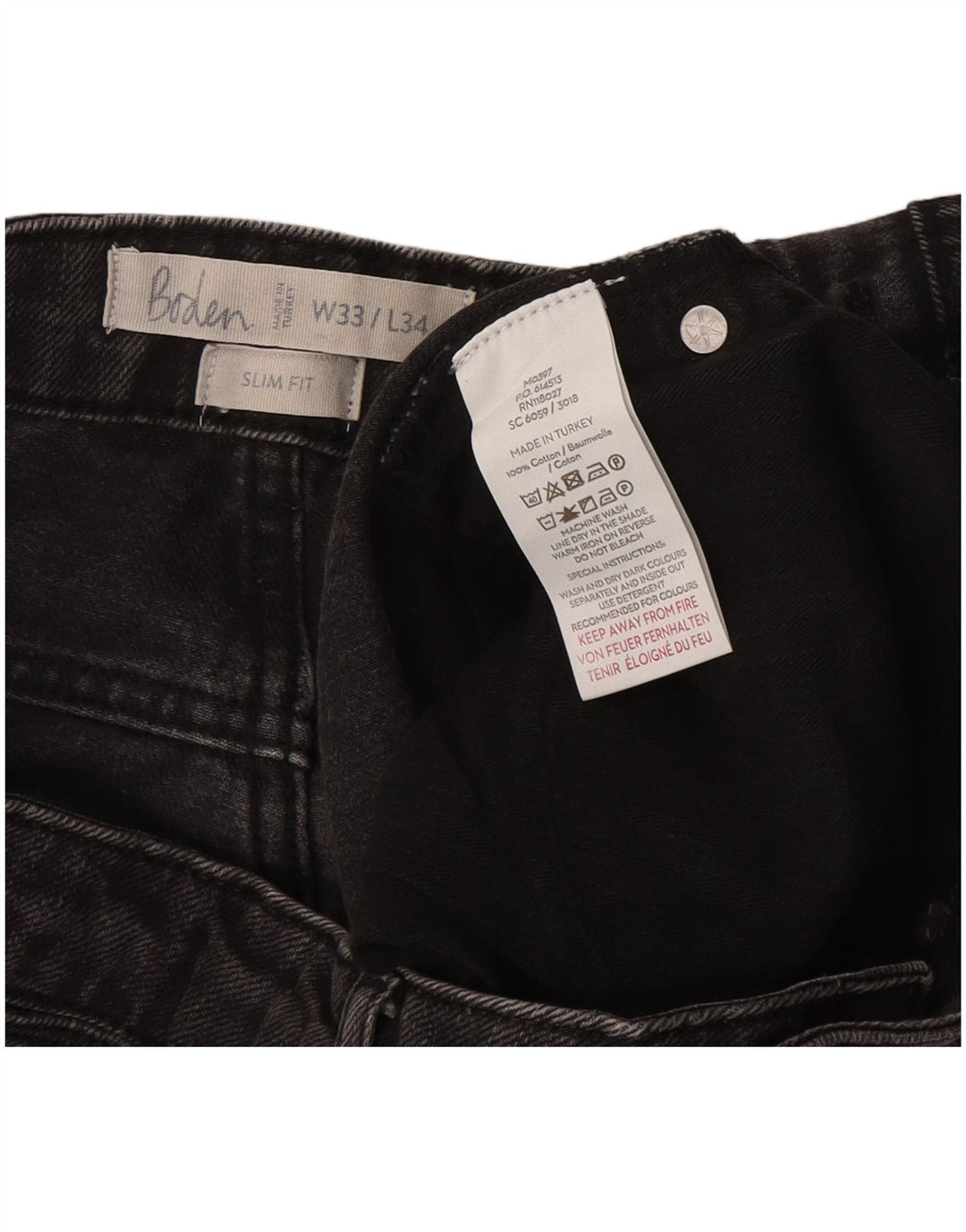 Blugi slim pentru bărbați Boden W33 L34 bumbac gri