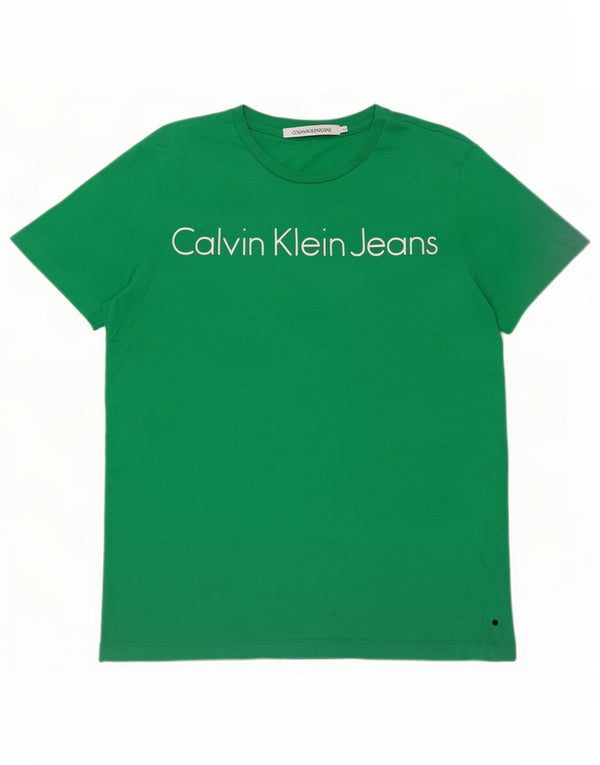Tricou grafic pentru bărbați Calvin Klein Jeans Top din bumbac verde mediu