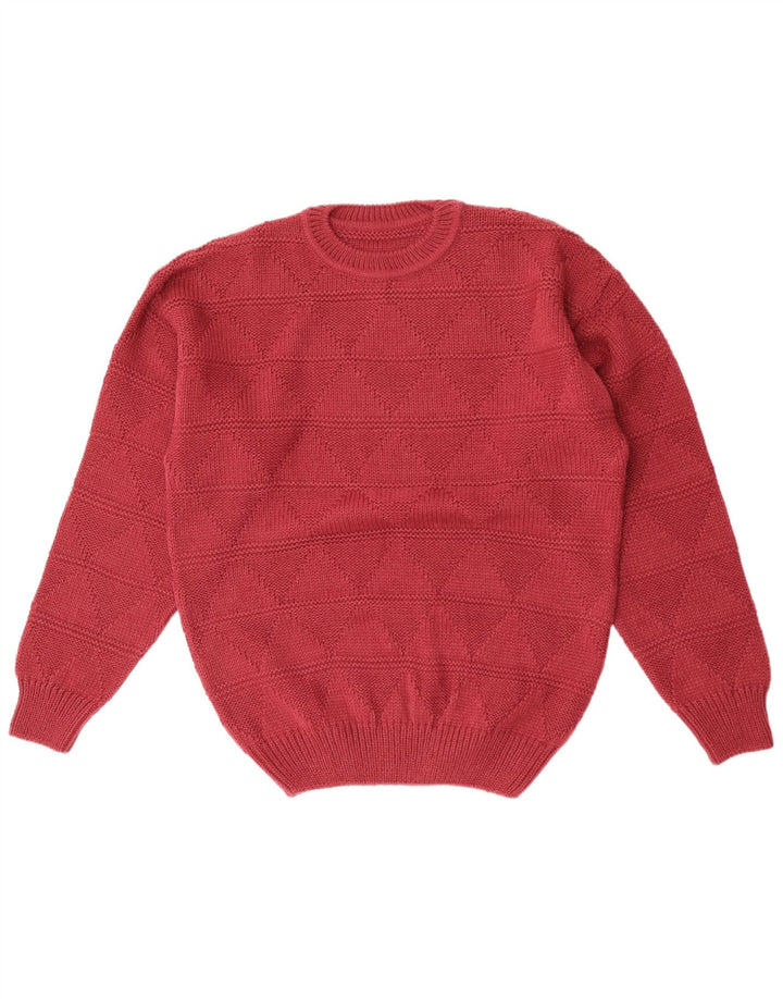 Pulover vintage pentru bărbați cu gât roșu IT 48/50 Medium Maroon Argyle/Diamond