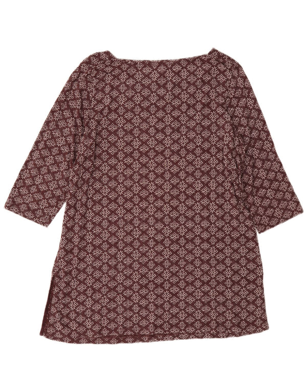 Top cu tunică cu mâneci 3/4 pentru femei Fat Face UK 14 mare, burgundy, bumbac floral