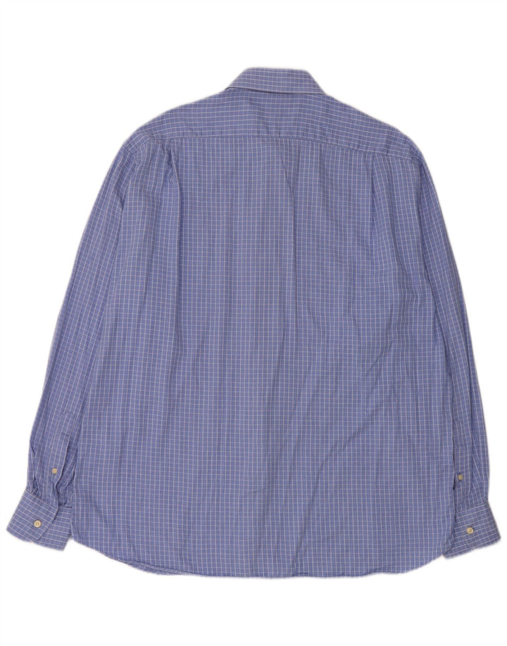 BALMAIN Mens Shirt Size 17 43 XL Blue Check Cotton
