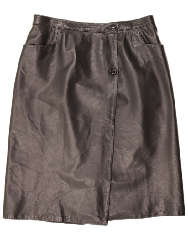 Vintage Womens Leather Skirt IT 46 Large W30 Black