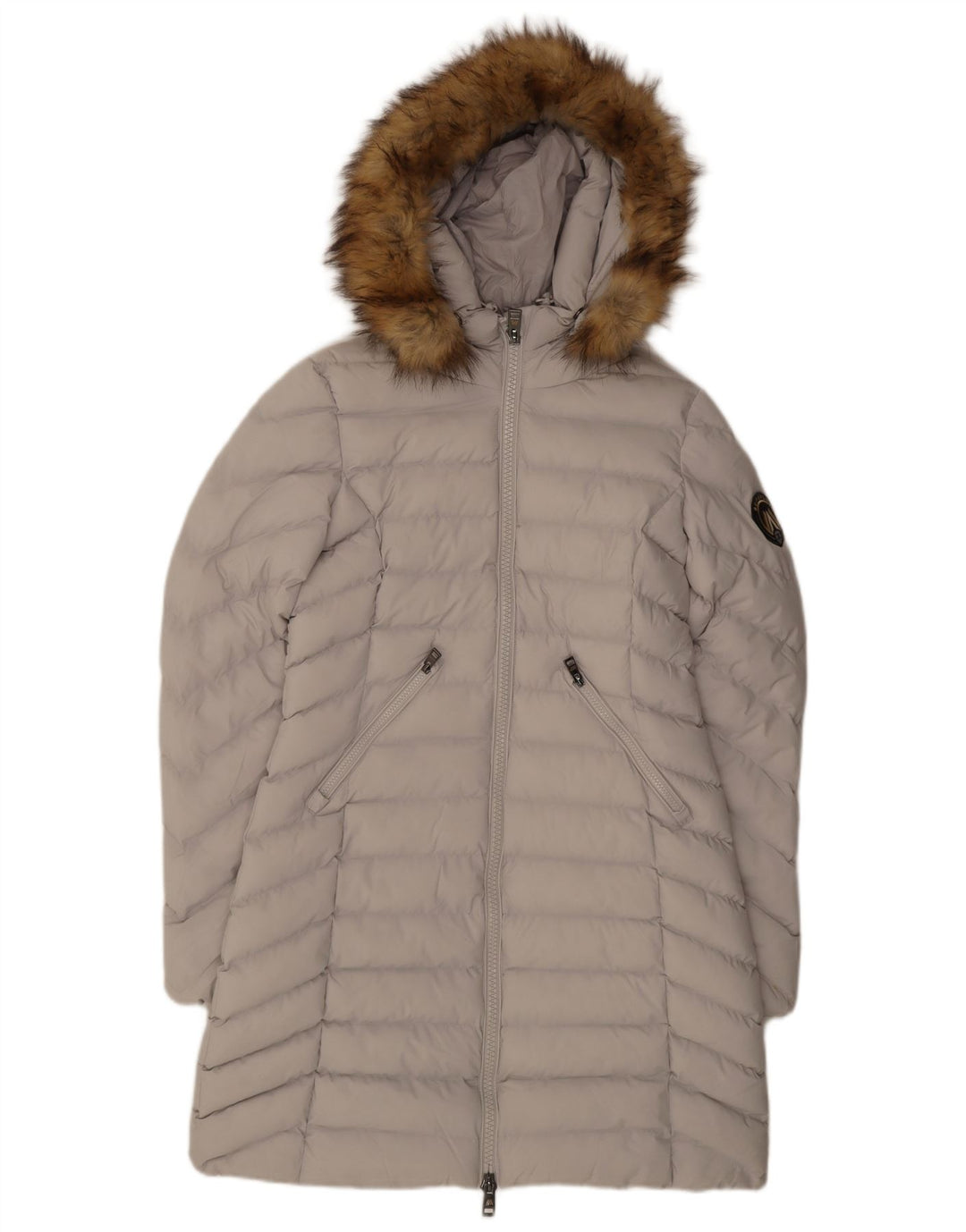 Palton căptușit cu glugă Superdry pentru femei UK 10, poliester gri mic