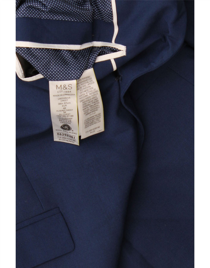 Sacou Marks & Spencer pentru bărbați cu 2 nasturi, UK 38, lână albastră medie