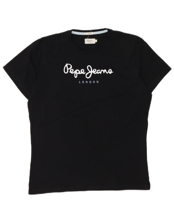 Tricou grafic pentru femei PEPE Jeans Top UK 14 Medium Black Bumbac