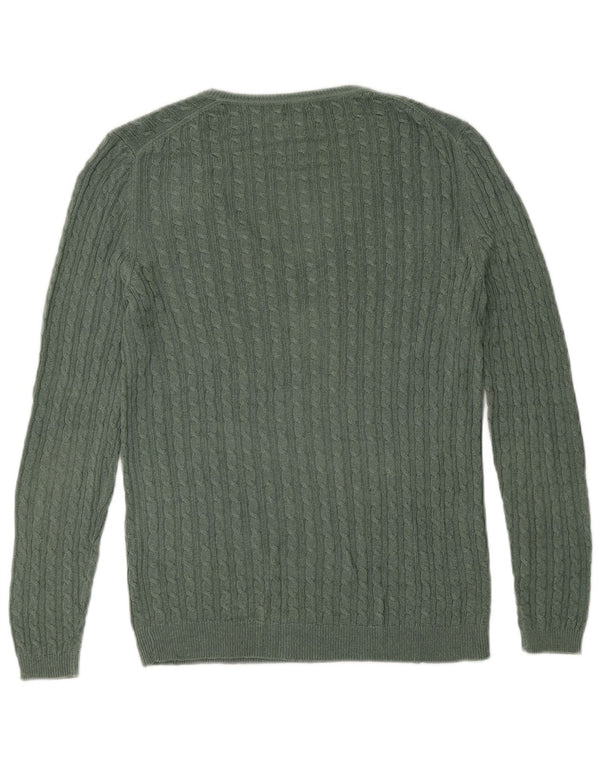 Massimo Dutti Pulover cu decolteu în V pentru femei UK 10 Small Green Viscose