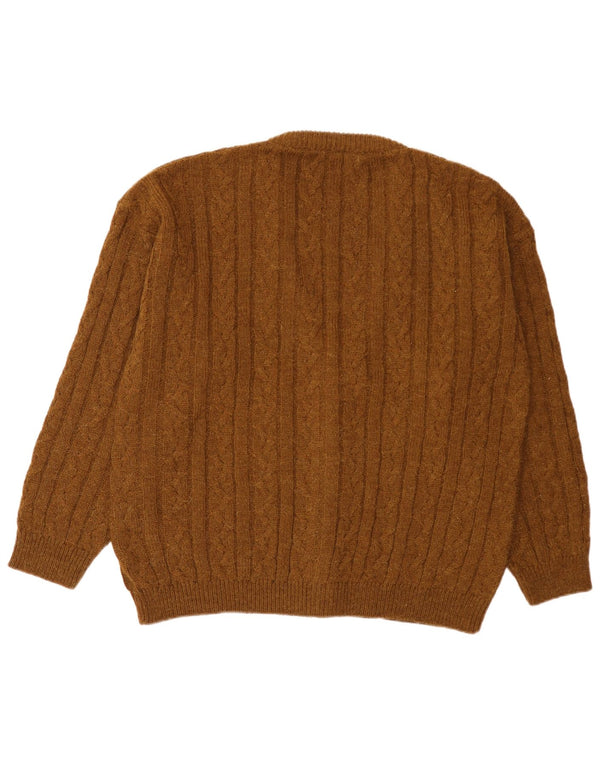 Pulover Cardigan Vintage pentru bărbați IT 54 XL Lână maro de alpaca