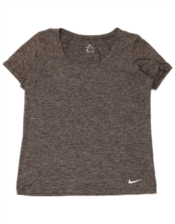 Tricou Nike Dri Fit pentru femei Top UK 16, mare, gri poliester cu pete