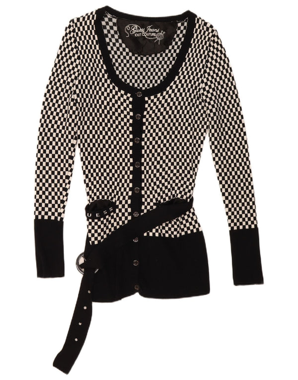 Pulover cardigan pentru femei Guess UK 14 mare, negru, geometric, viscoză