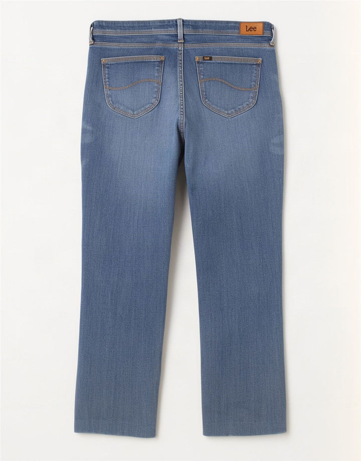 Blugi Lee Emlyn Crop drepte pentru femei W32 L26 bumbac albastru