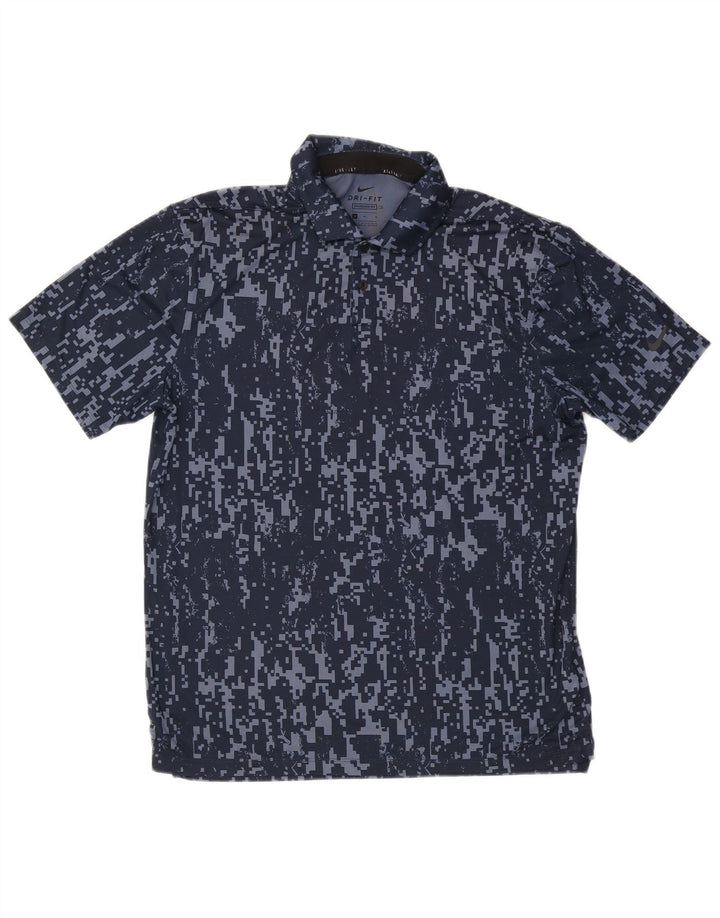 Tricou polo Nike pentru bărbați, cu ajustare standard, poliester geometric, albastru marin mediu