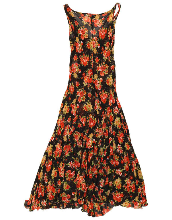 Twin-Set pentru femei, fără mâneci, rochie maxi transparentă UK 10, mică, neagră, florală