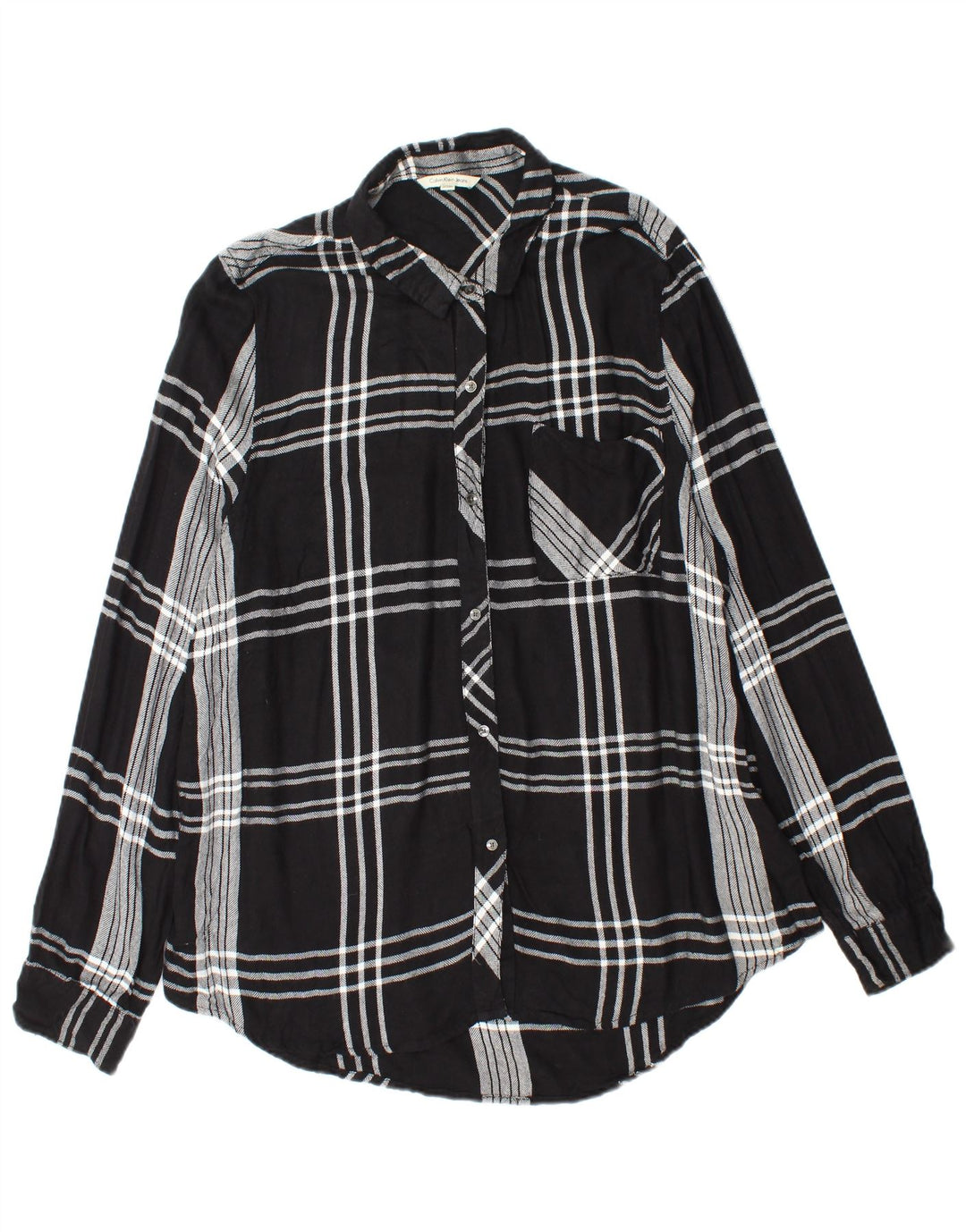 Cămașă de flanel pentru femei CALVIN KLEIN JEANS UK 18 XL, negru, carouri, raion