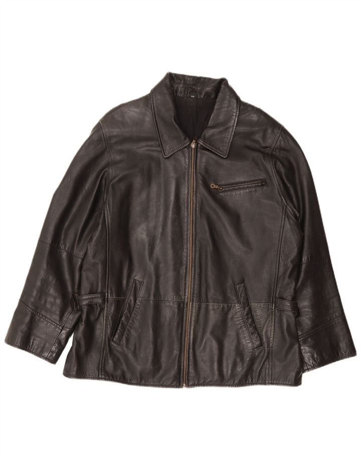 Jachetă de piele vintage pentru femei UK 18 XL din piele neagră