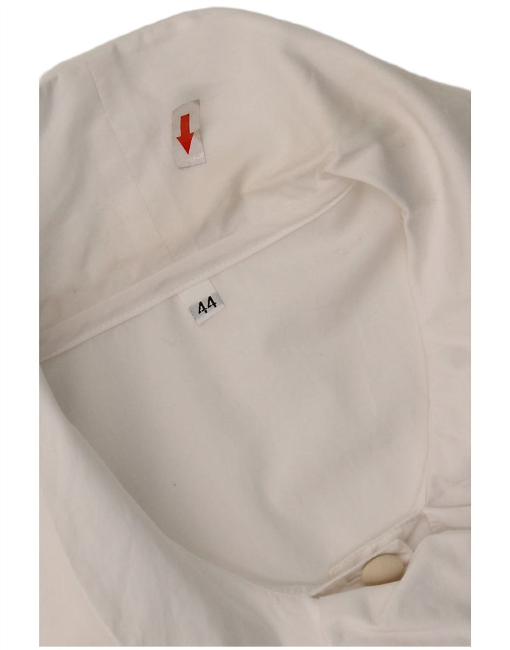 Bluză cămașă vintage pentru femei cu mânecă scurtă UK 12 Medium White