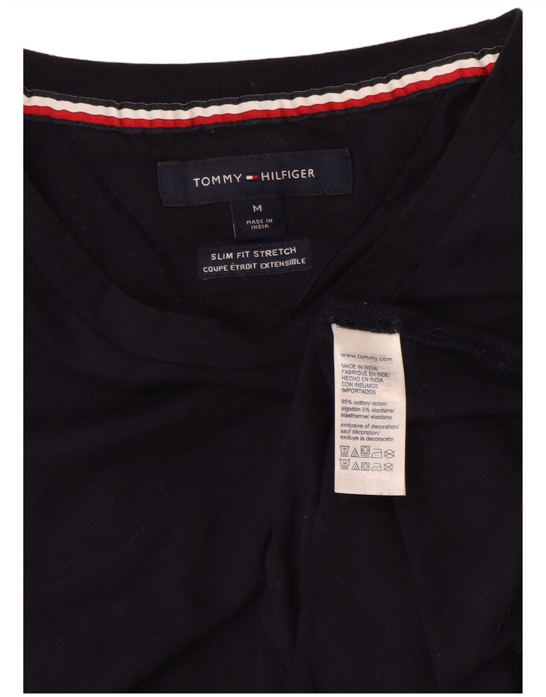 TOMMY HILFIGER Tricou pentru bărbați Stretch Slim Fit Top mediu din bumbac bleumarin