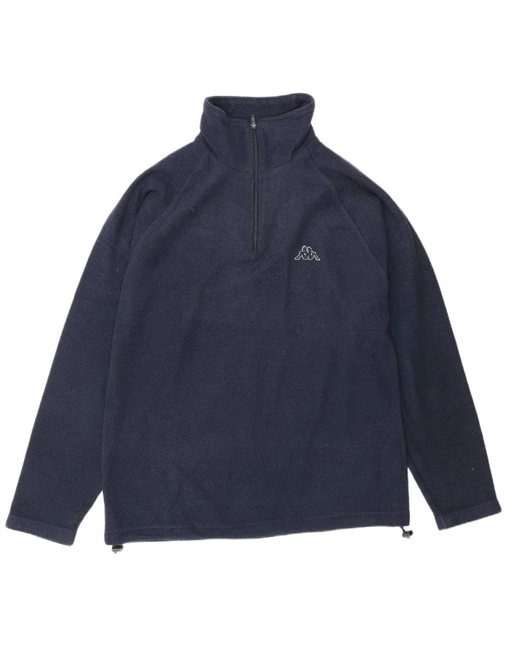 Pulover KAPPA pentru bărbați, cu fermoar și gât, fleece, bleumarin mediu