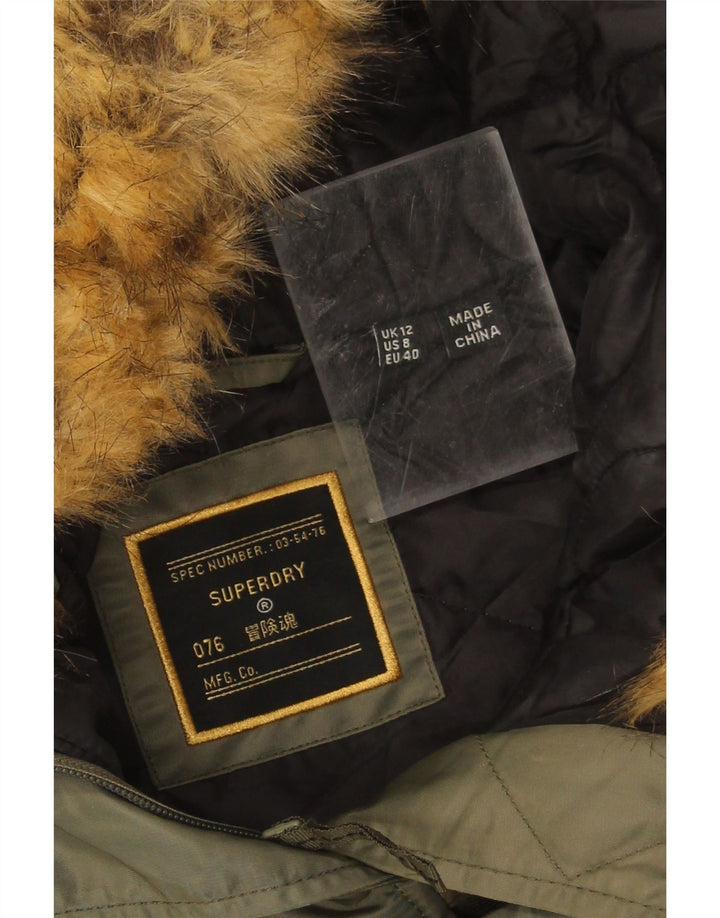 Jachetă parka cu glugă Superdry pentru femei UK 12 Medium Khaki Nylon