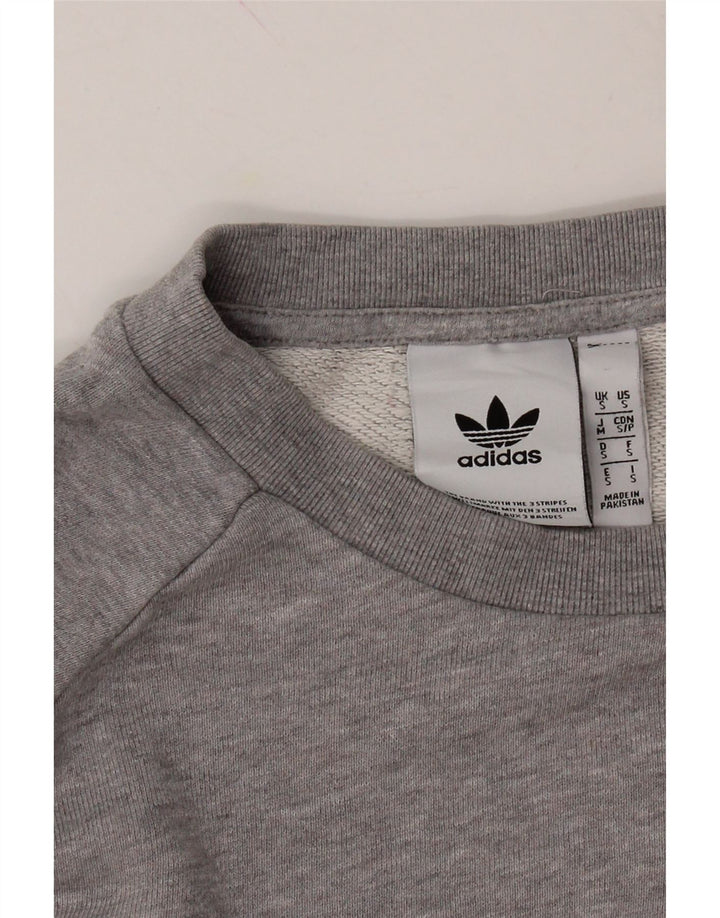 ADIDAS Mens Graphic Sweatshirt Jumper Small Grey Cotton Vintage Adidas and Second-Hand Adidas from Messina Hembry 