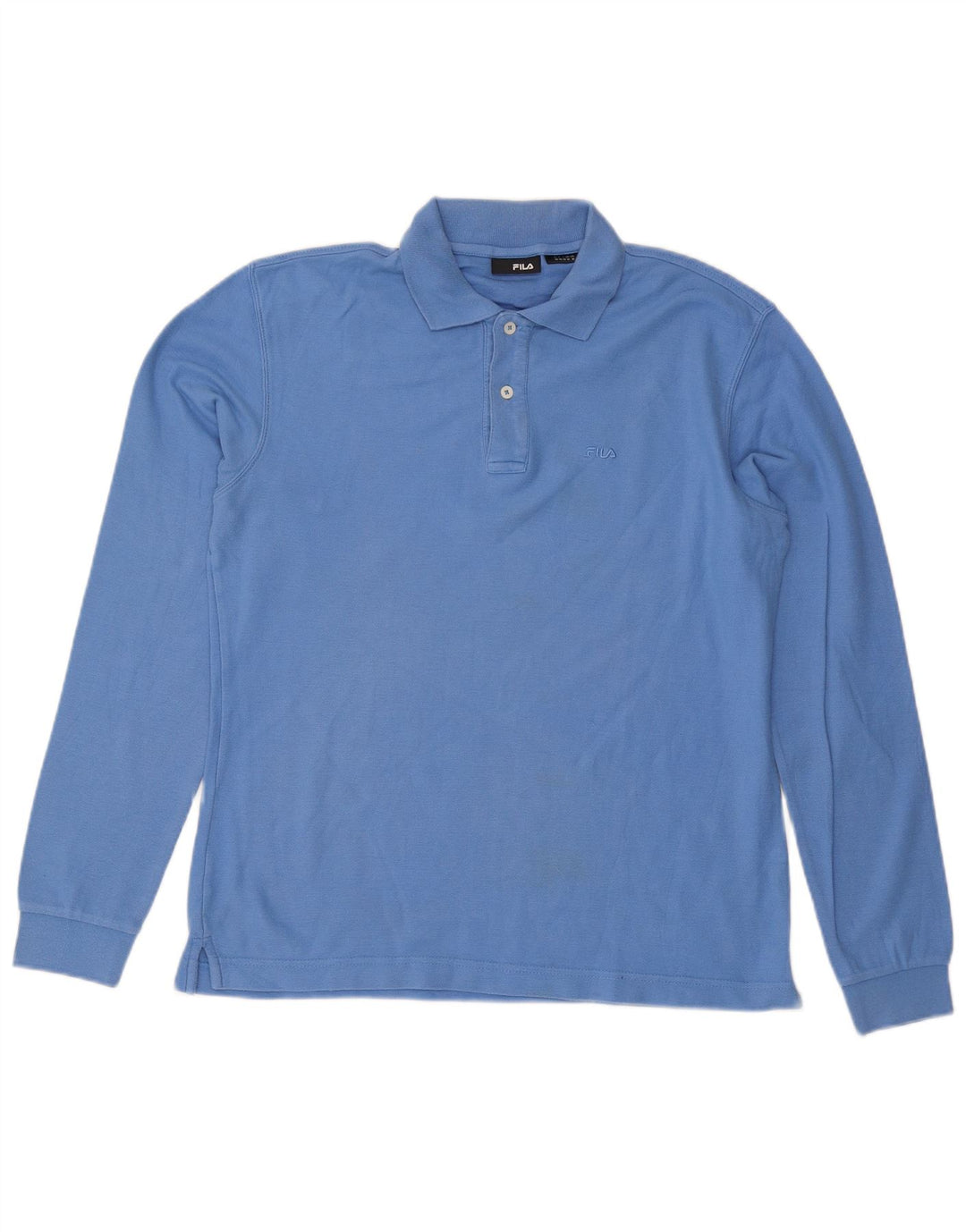 Tricou polo Fila pentru bărbați cu mânecă lungă, bumbac albastru mediu