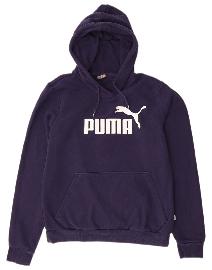 Pulover cu glugă grafic PUMA pentru femei UK 12 Poliester mediu albastru bleumarin