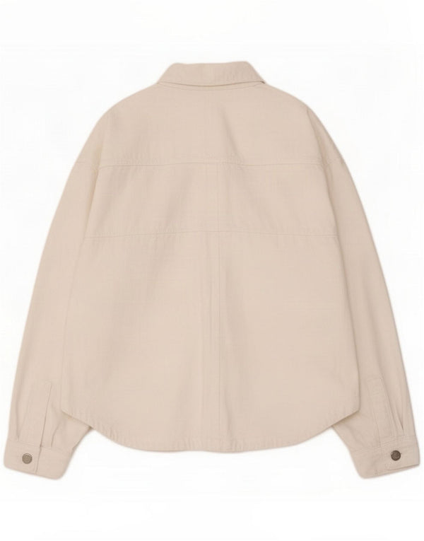 Zara Womens Oversized Denim Jacket UK 18 XL White Bumbac