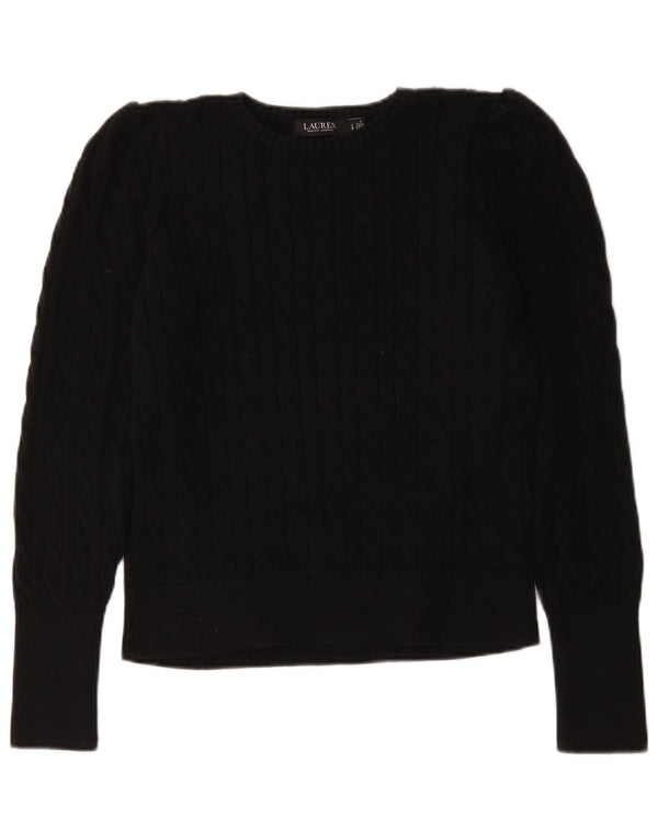 Pulover pentru damă Ralph Lauren cu gât roșu, bumbac mare, negru, UK 16