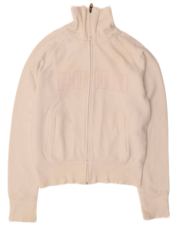 PUMA Womens Graphic Tracksuit Top Jacket UK 10 Small White