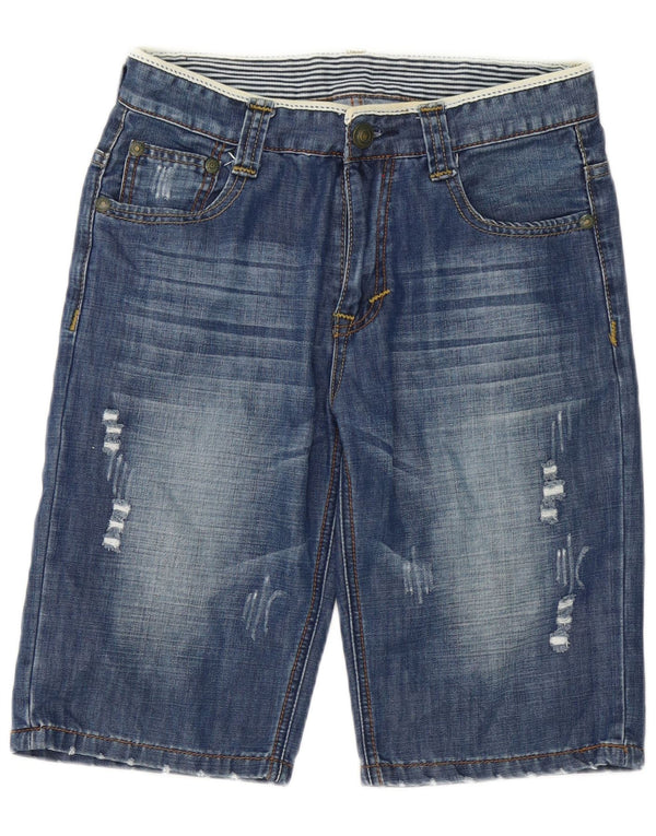 Vintage Mens Distressed Denim Shorts W32 Medium Blue Cotton