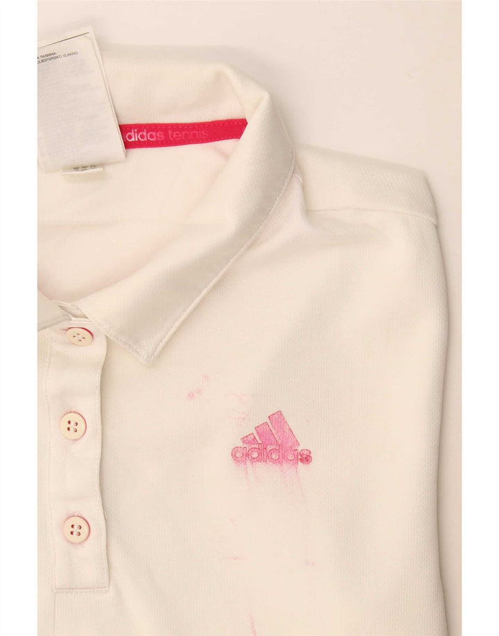 Tricou polo Adidas Climalite pentru femei UK 8/10 Poliester alb mic
