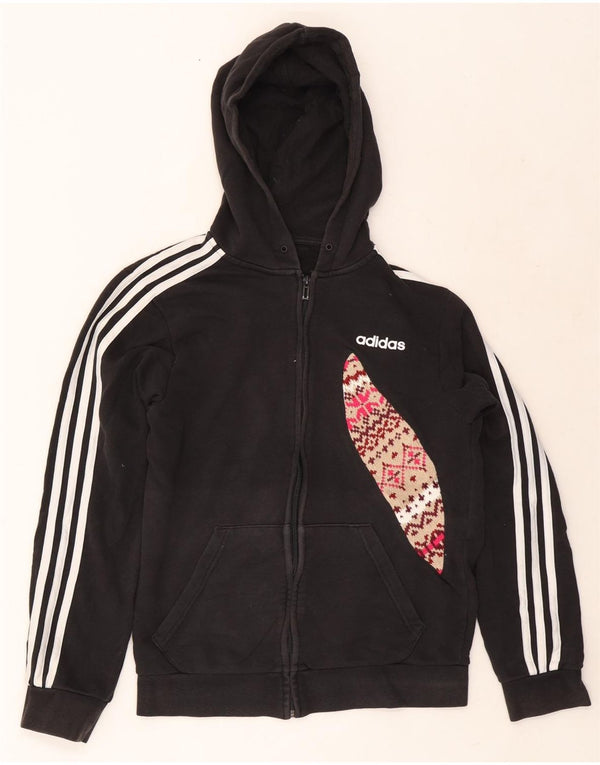 Pulover Adidas pentru femei, cu fermoar, UK 10, bumbac Fair Isle, negru