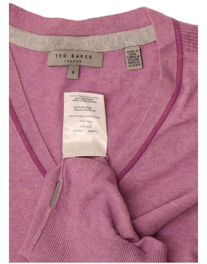 Pulover cu decolteu în V Ted Baker pentru bărbați Mărimea 6 2XL bumbac roz