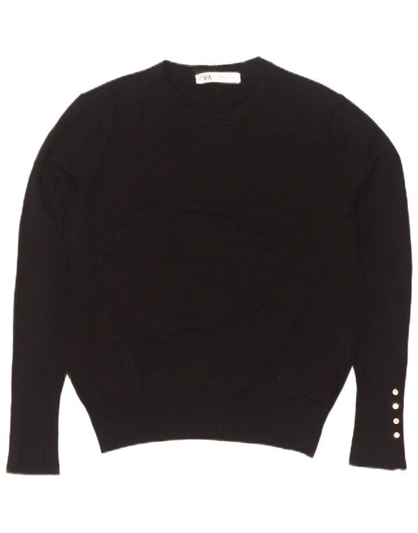 Pulover pentru damă Zara, cu gât turnut, UK 14 XL, viscoză neagră