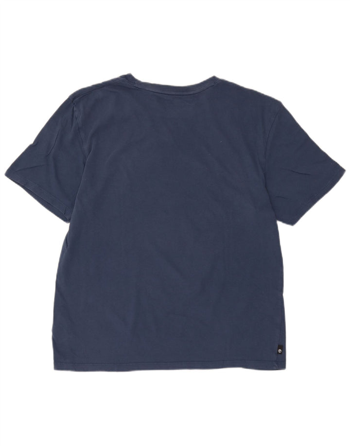 Tricou grafic Timberland pentru bărbați, cu croiala normală, de top mediu din bumbac bleumarin