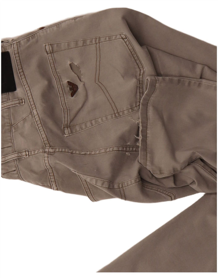 ARMANI Pantaloni Drepți Casual Bărbați L32 L30 Bumbac Gri