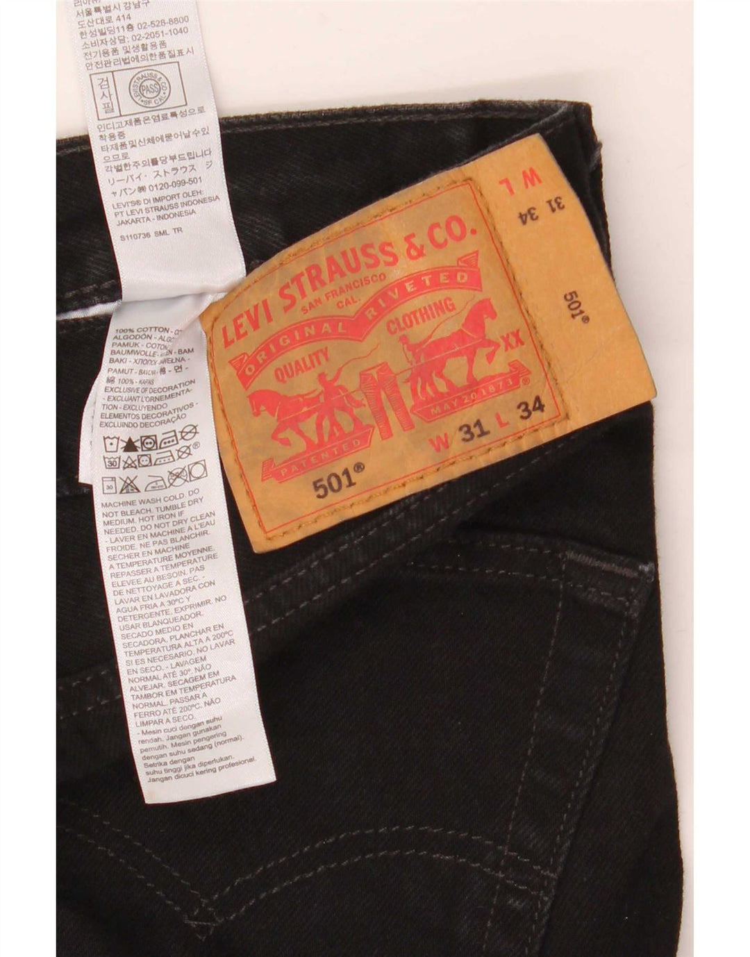 Blugi Levi's 501 drepte pentru bărbați W31 L34 bumbac negru