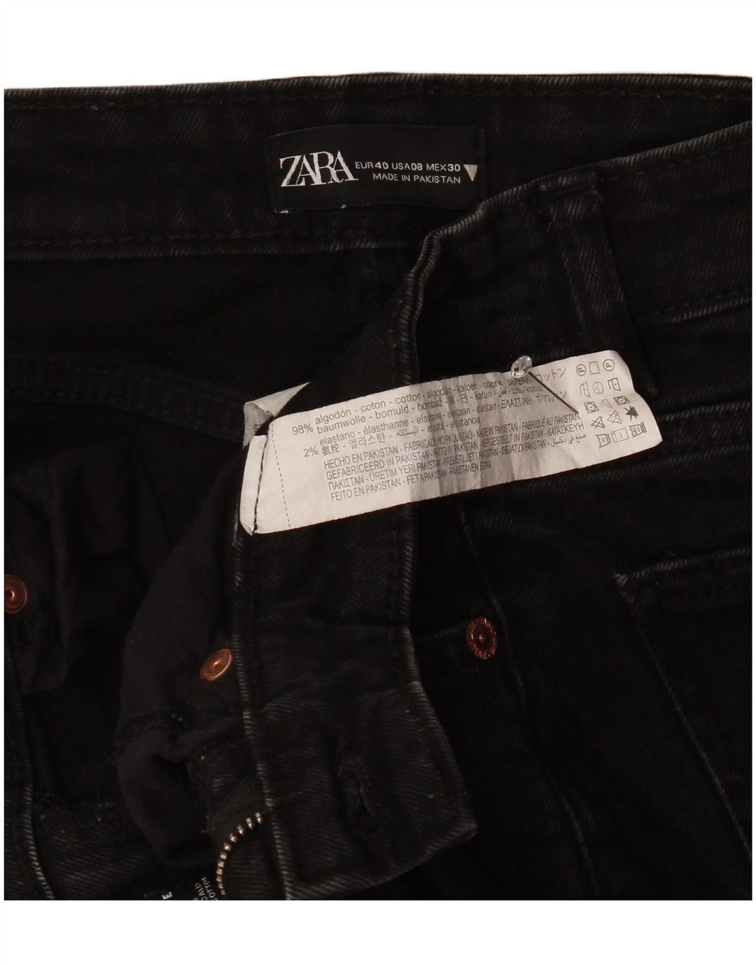 Blugi tăiați pentru femei Zara EU 40 Medium W30 L25 Bumbac negru