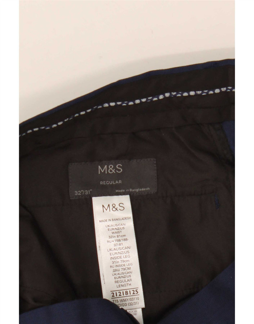 Marks & Spencer Pantaloni drepți pentru bărbați L32 L31 Poliester bleumarin