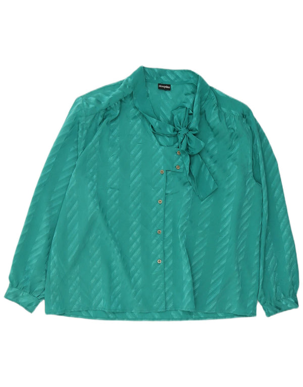 ELENA MIRO Womens Front Tie Shirt Blouse UK 20 2XL Green Striped