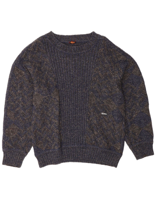 Ellesse Mens Boat Neck Jumper Sweater Medium Navy Blue Wool