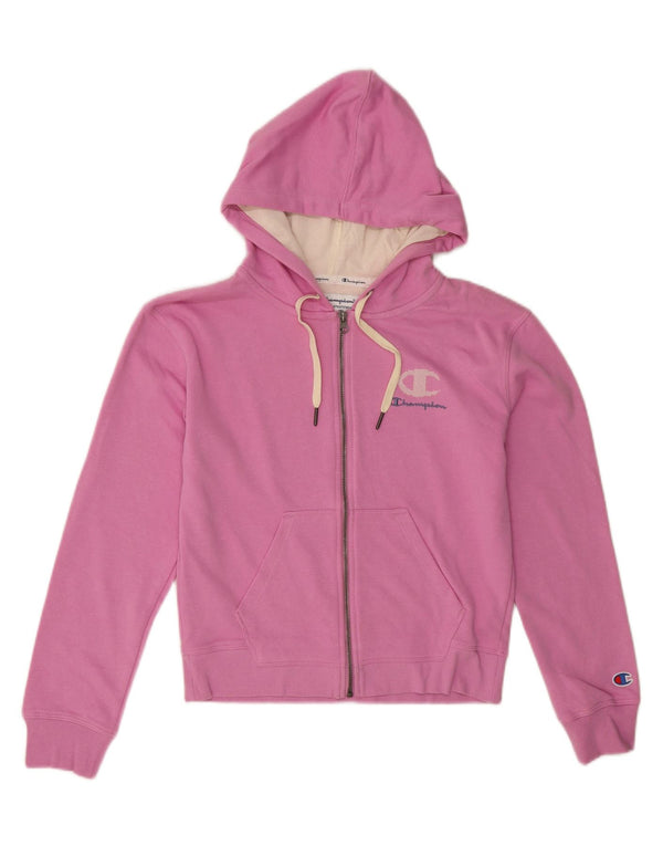 Pulover cu capotă cu fermoar supradimensionat pentru femei Champion UK 10 Small Pink