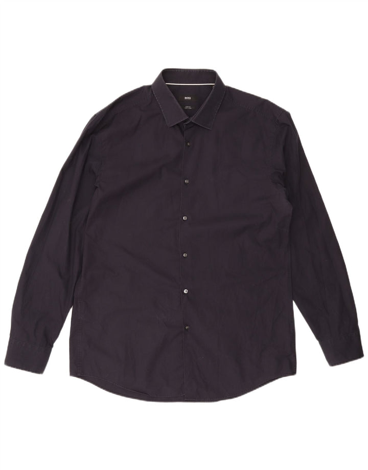 Cămașă pentru bărbați HUGO BOSS Slim Fit Mărimea 44 17 1/2 XL Bumbac bleumarin