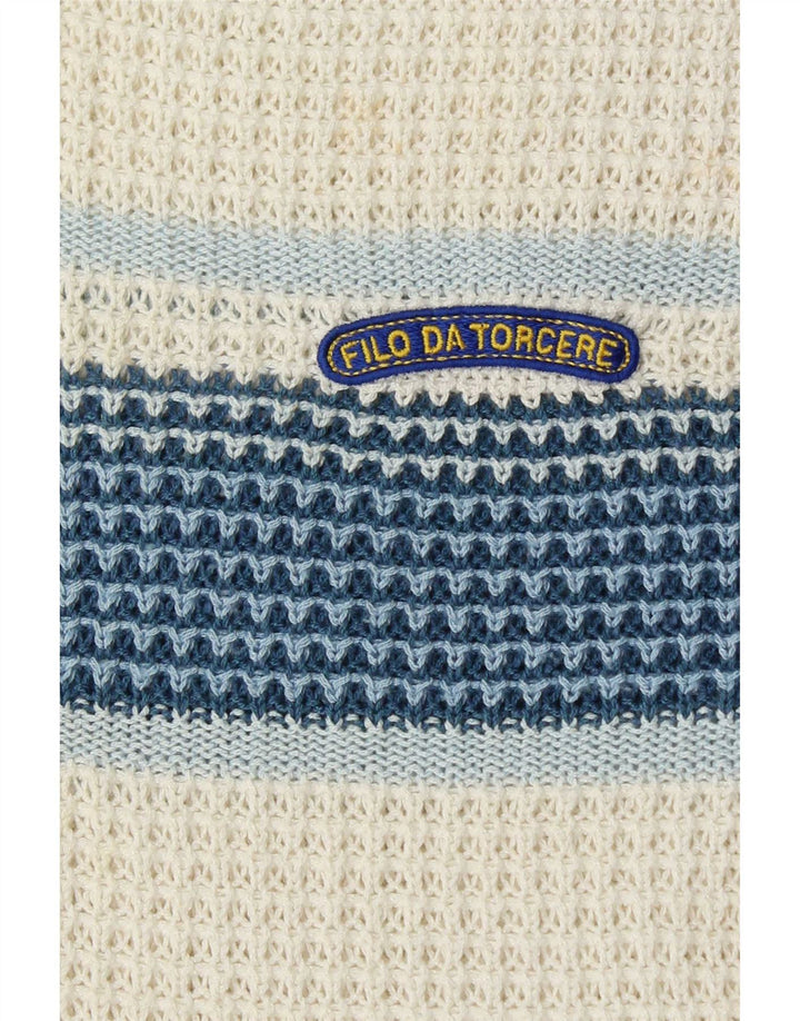 Pulover vintage pentru bărbați cu decolteu în V, mare, alb, bloc de culoare