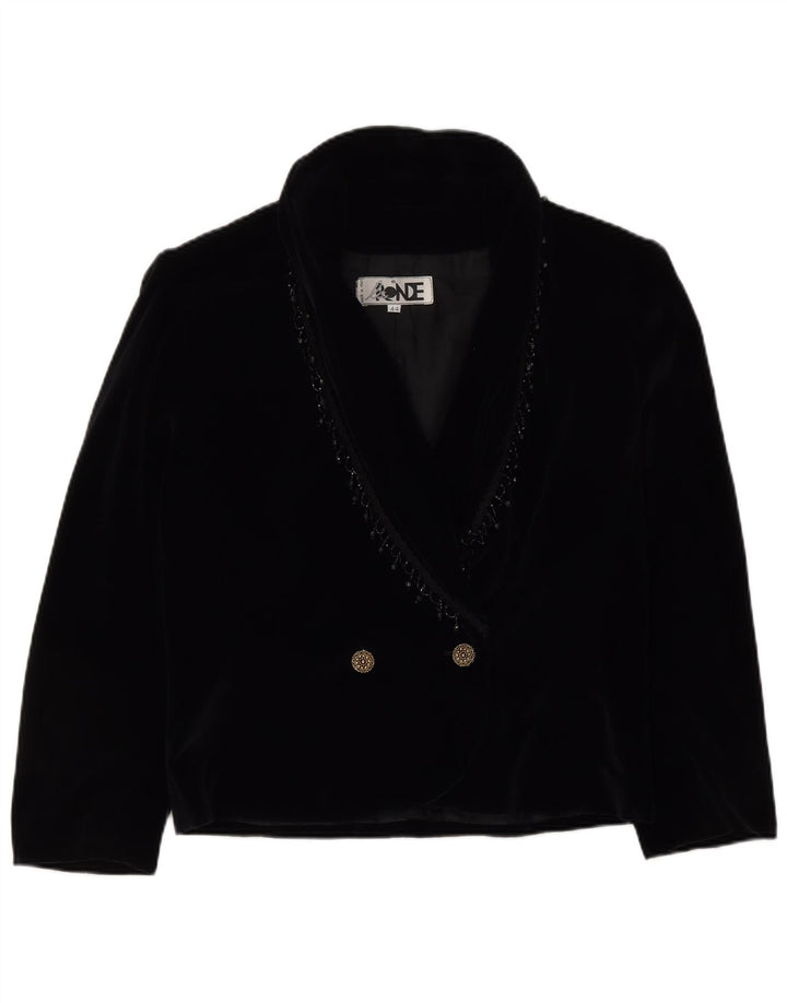 Jachetă pentru femei VINTAGE din catifea cu piept dublu IT 44 Medium Black