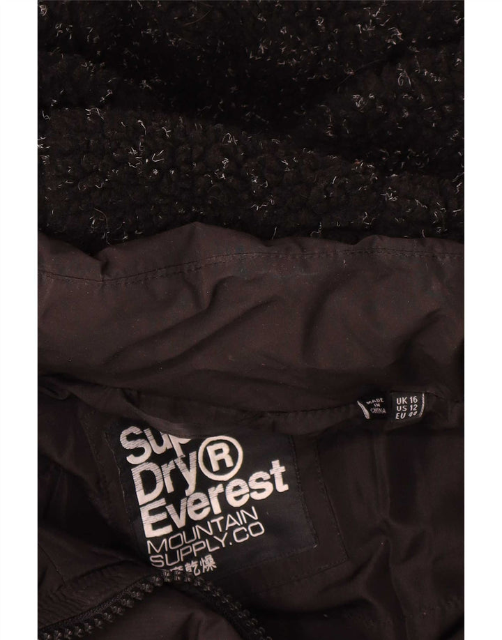 Jachetă supradimensionată cu glugă Superdry pentru femei UK 16 Poliester negru mare