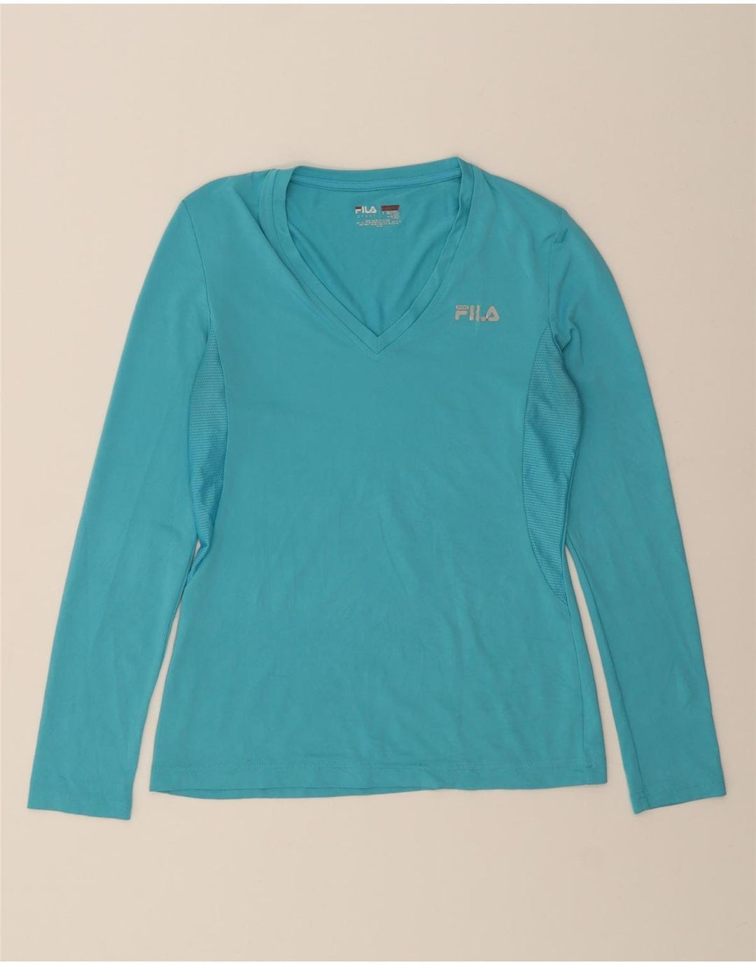 FILA Womens Top Long Sleeve UK 10 Small Blue Polyester Vintage Fila and Second-Hand Fila from Messina Hembry 