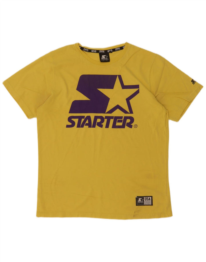 Tricou grafic pentru bărbați Starter Top mare din bumbac galben