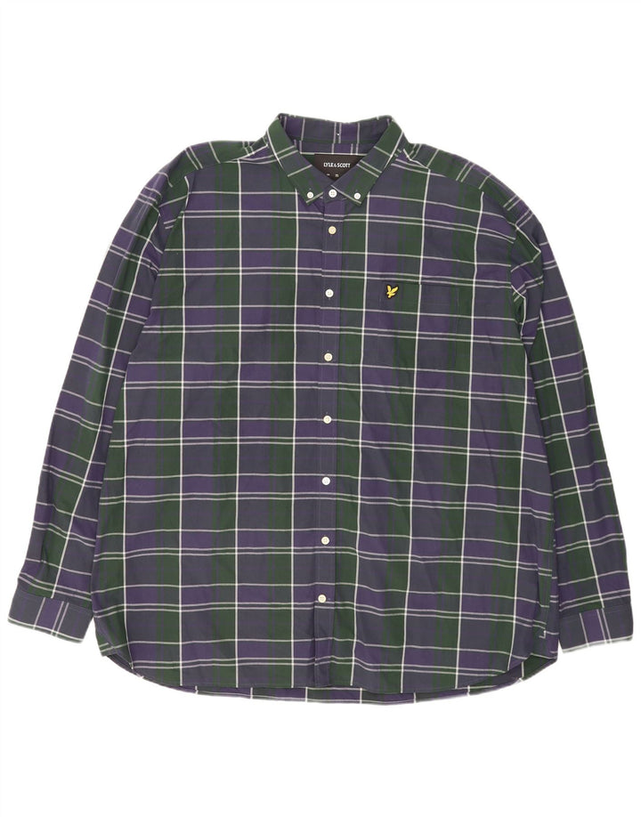 Cămașă pentru bărbați Lyle & Scott 3XL, bumbac cu carouri bleumarin