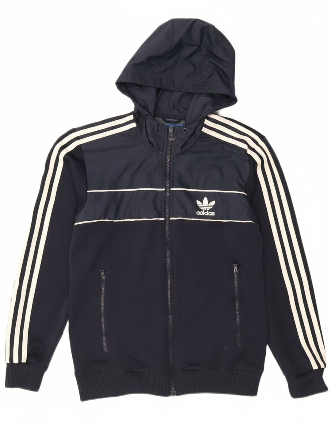 Pulover Adidas pentru bărbați, cu fermoar, poliester, albastru mic